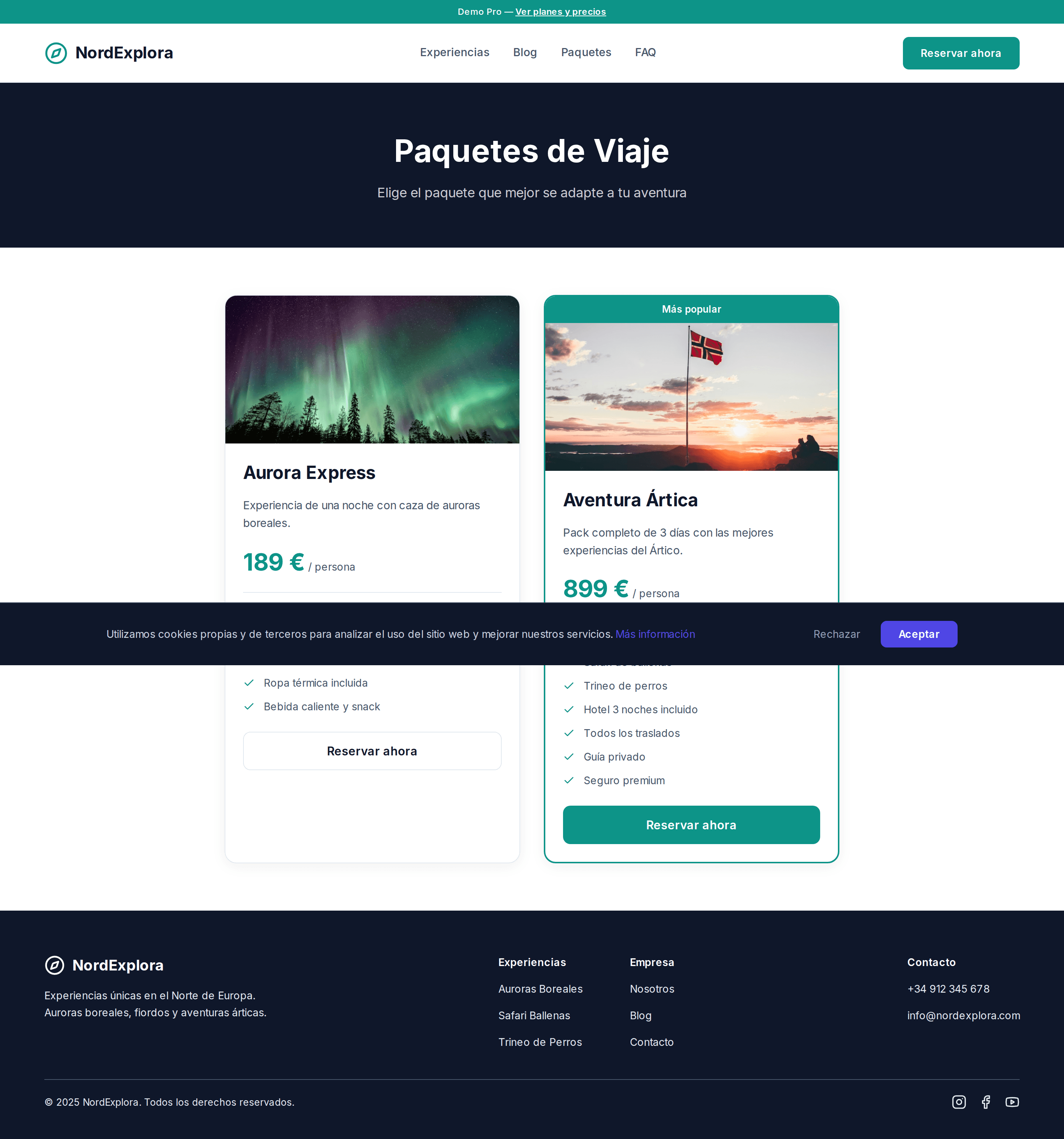 Paquetes Comparativa