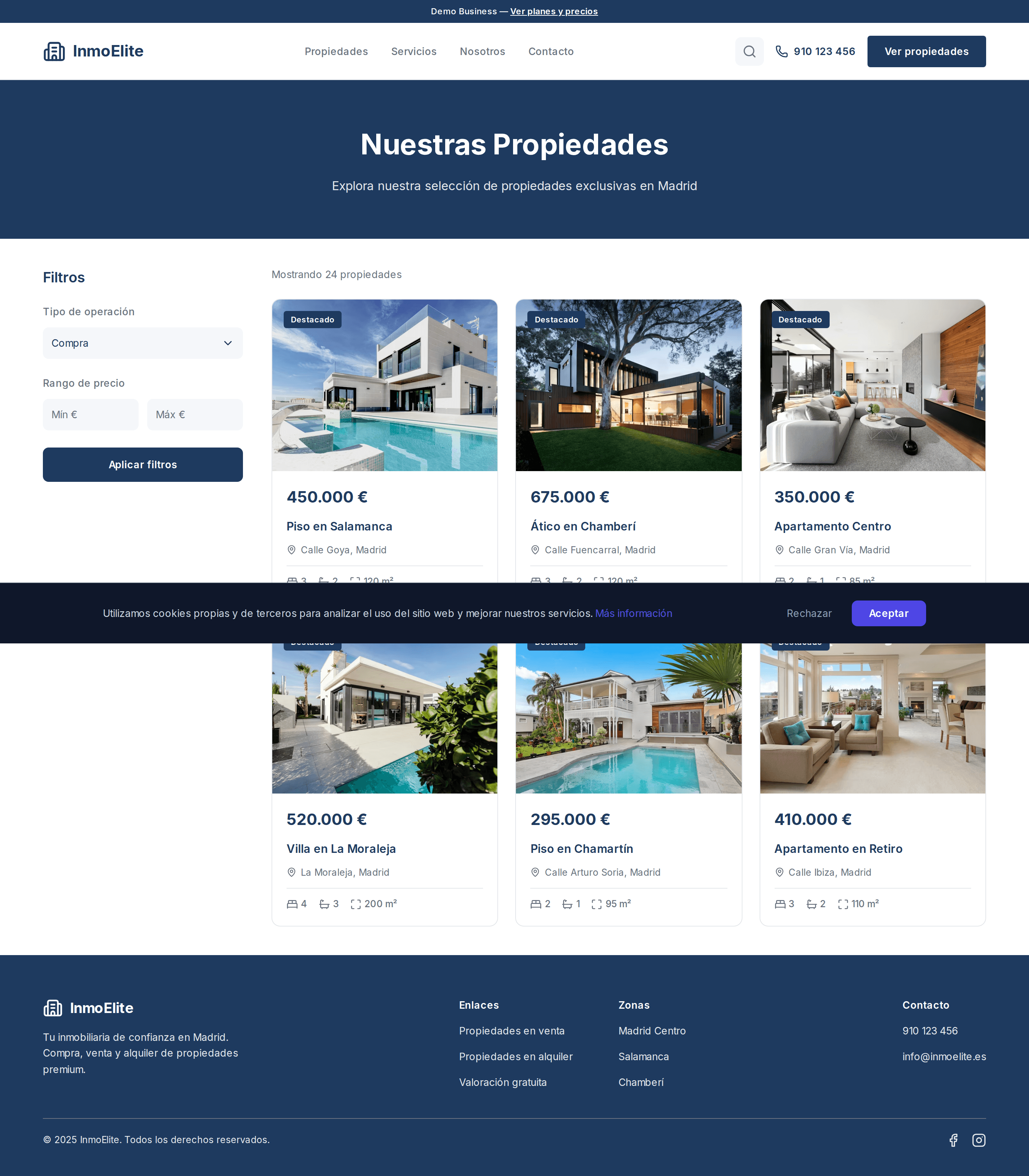 Propiedades con Filtros